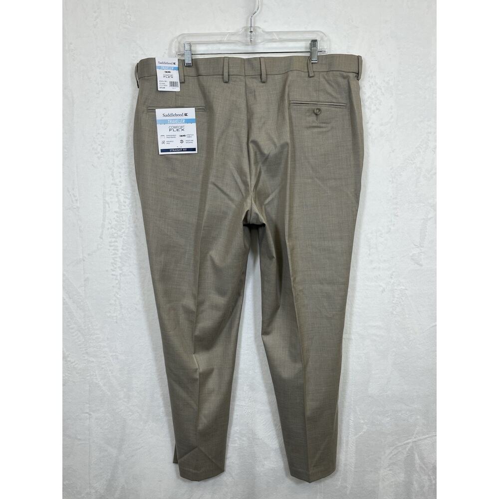 NWT Saddlebred Dress Pants Mens 42X29 273 Lt. Beige Straight Fit Comfort Flex FS - Picture 1 of 9